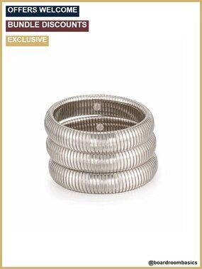 Ettika Women's 3pc Flex Snake Chain Stretch Bangle Bracelet Set Rhodium Plated